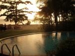 sunset over pool
